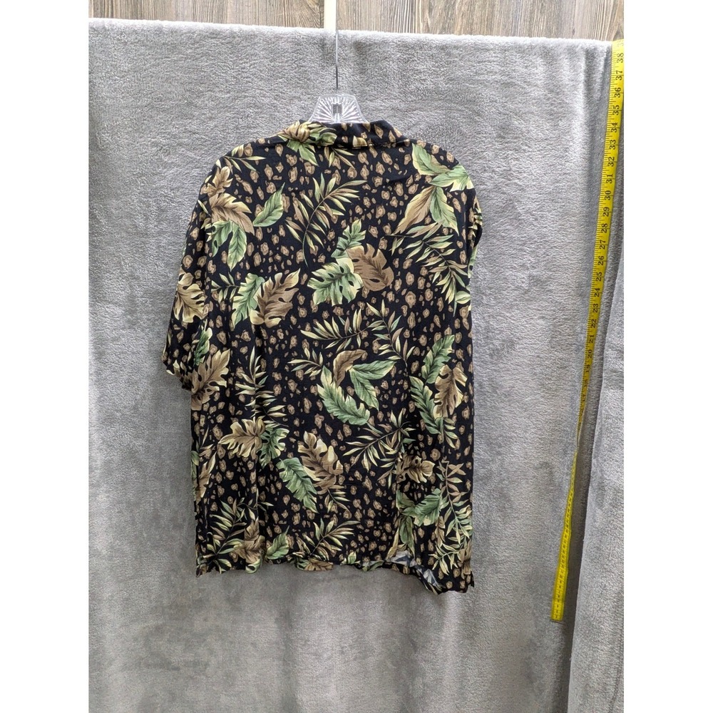 Tropical Leaf Print Button Down Shirt Womens 2X Botanical Vintage 90s Safari - Picture 6 of 7
